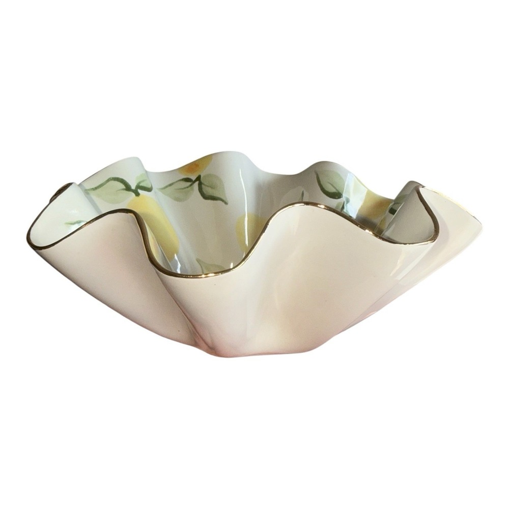 Susan Gordon Wavy Bijou Bowl Lemon 22K Gold Rim Rare Discontinued Dish